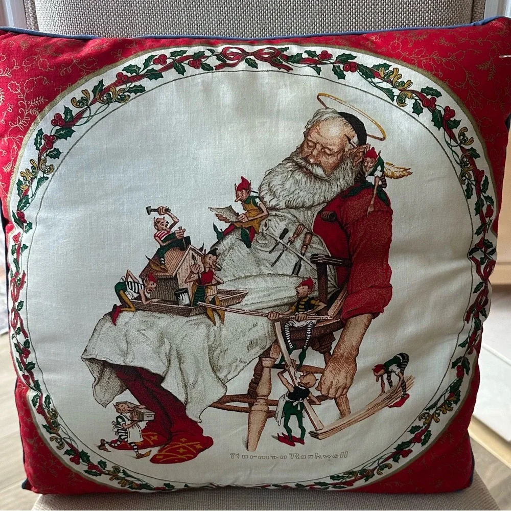 Classic Santa Holiday Throw Pillow - Red and White